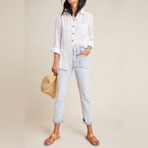 ANTHROPOLOGIE Pilcro and the Letterpress High Rise Railroad Stripped pants